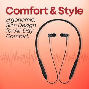 Wireless Bluetooth Neckband for Realme 3 Pro in-Ear Headphone with Mic 38Hrs Playtime Dual Device Pairing Type-C Charge Magnetic Buds & IPX5 Water Resistant (B1313, SE.L, Black)